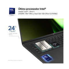 Portátil LG Gram 16Z90S-G.AD7BB Intel Core Ultra 7-155H/ 32GB/ 2TB SSD/ 16'/ Win11